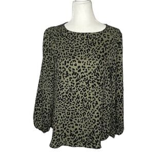 MASSINI Blouse Green and Black Animal Print size Medium